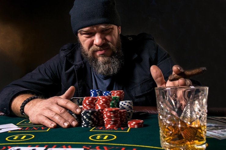Live blackjack dealer at professional studio with multi-camera setup